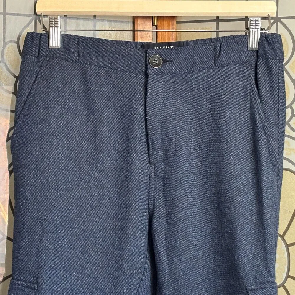 Native Youth Navy Blue Wool Weekend Surge Slim Fit Cargo Pants Size 30